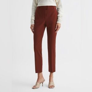 Reiss Joanne Slim Fit Tailored Trousers Cropped Ankle Length in Red Size 12